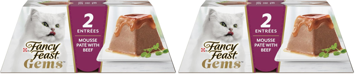 Purina Fancy Feast Gems Chicken Wet Cat Food Variety Box, 4 oz, 8-Pack | 16 single servings, mousse pate with savory gravy, made with no artificial preservatives, 100 percent complete and balanced