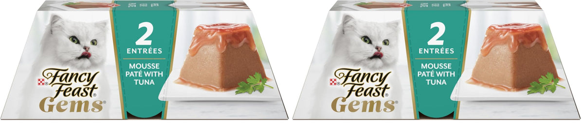 Purina Fancy Feast Gems Chicken Wet Cat Food Variety Box, 4 oz, 8-Pack | 16 single servings, mousse pate with savory gravy, made with no artificial preservatives, 100 percent complete and balanced