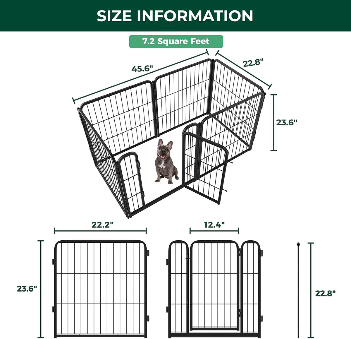 FXW Homeplus Indoor Dog Playpen, 24" H, 6 Panels, for Puppies & Small Dogs