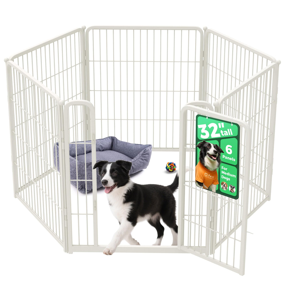 FXW Homeplus Indoor Dog Playpen, 24" H, 6 Panels, for Puppies & Small Dogs