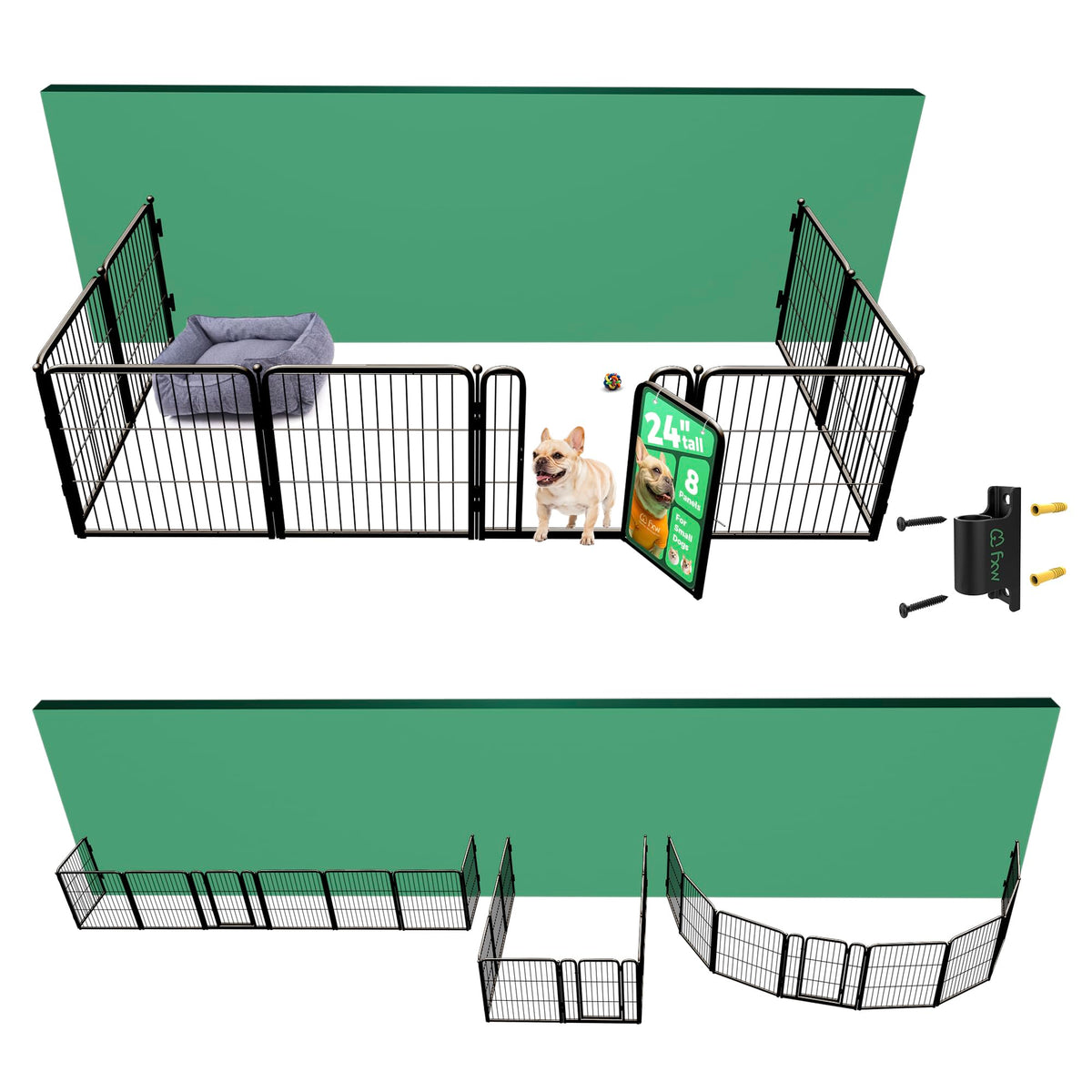FXW Homeplus Indoor Dog Playpen, 24" H, 6 Panels, for Puppies & Small Dogs