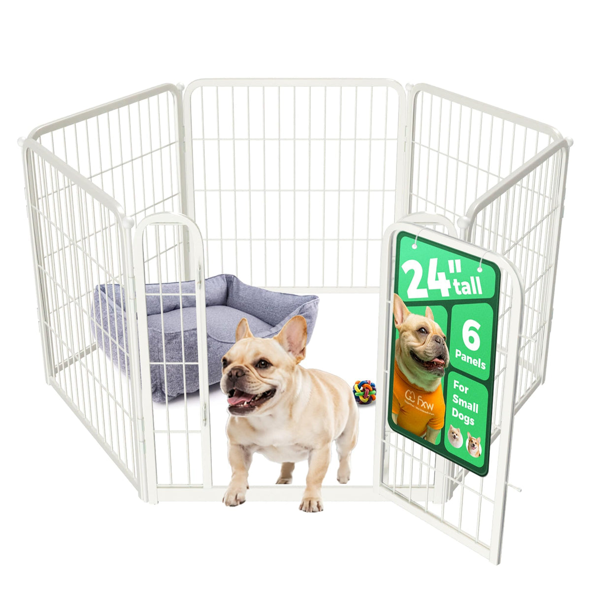 FXW Homeplus Indoor Dog Playpen, 24" H, 6 Panels, for Puppies & Small Dogs