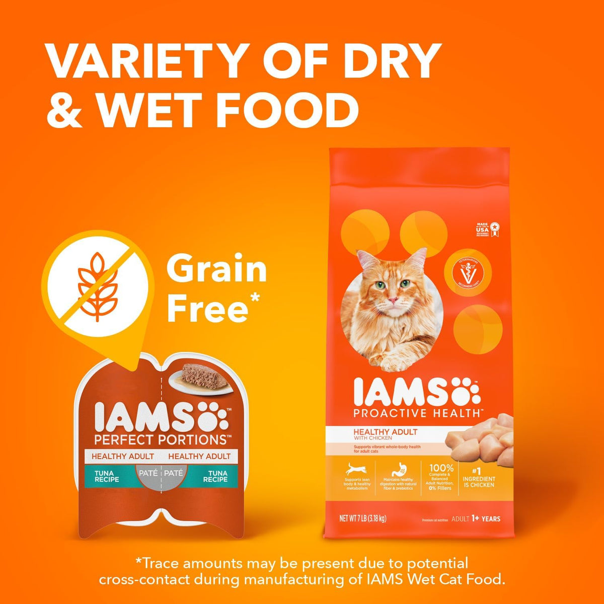 IAMS Perfect Portions Pate Wet Cat Food, Variety, 12 Count, 2-Pack | Grain-free, prebiotics & beet pulp for easy digestion, Omega 6 & 3 for skin & coat, snap-peel-serve 2.6 oz. twin-pack trays