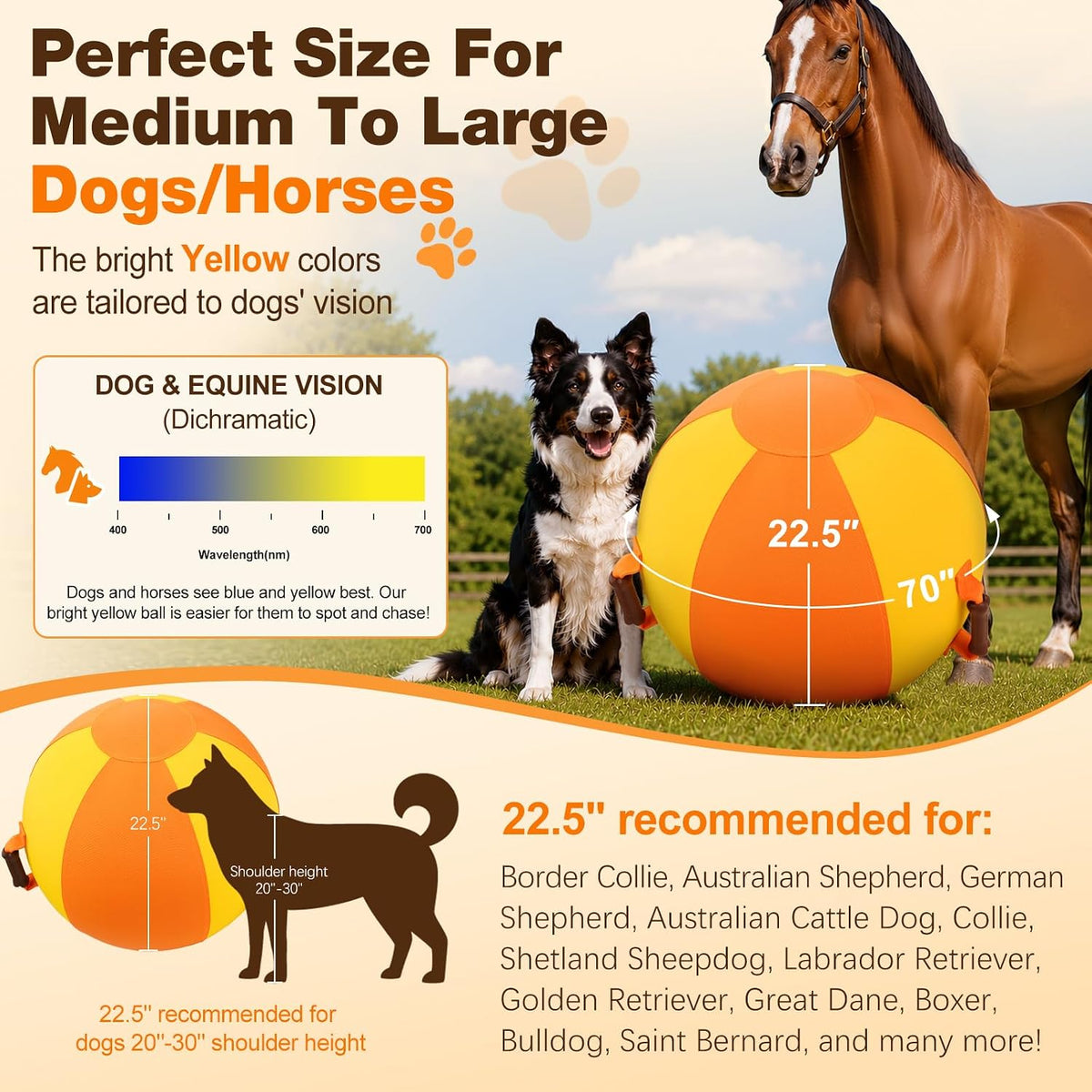 22.5" Herding Ball for Dogs Horses, Bone Shaped Silicone Bite Pad