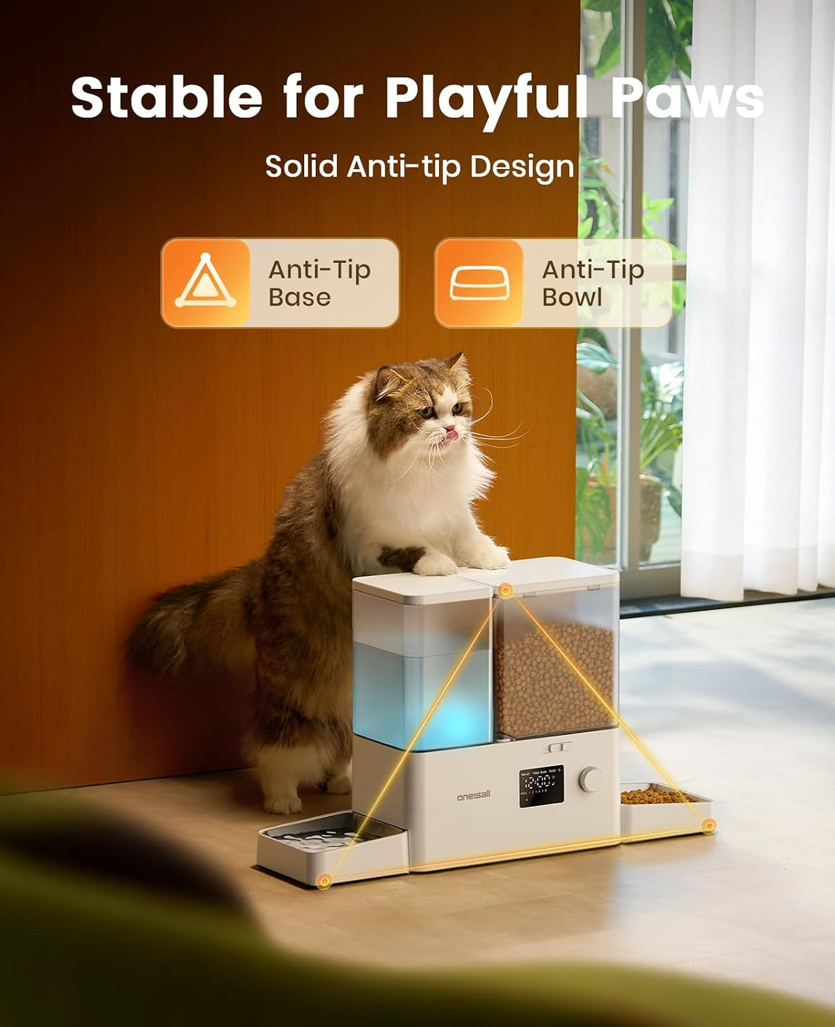 oneisall Automatic Cat Feeder and Water Dispenser, 36Cups/8.5L