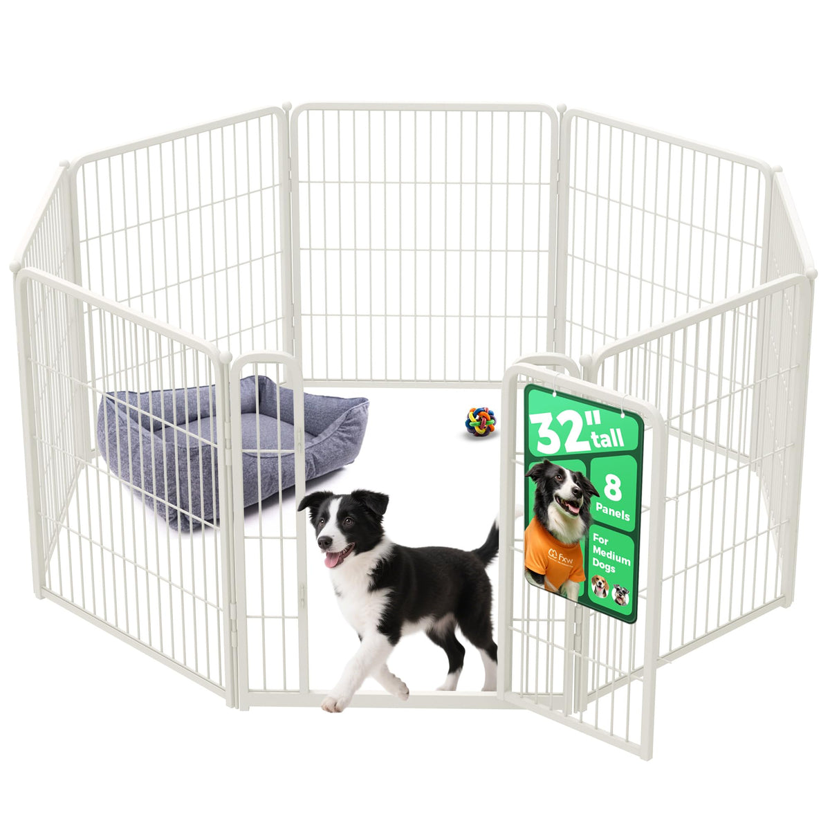 FXW Homeplus Indoor Dog Playpen, 24" H, 6 Panels, for Puppies & Small Dogs