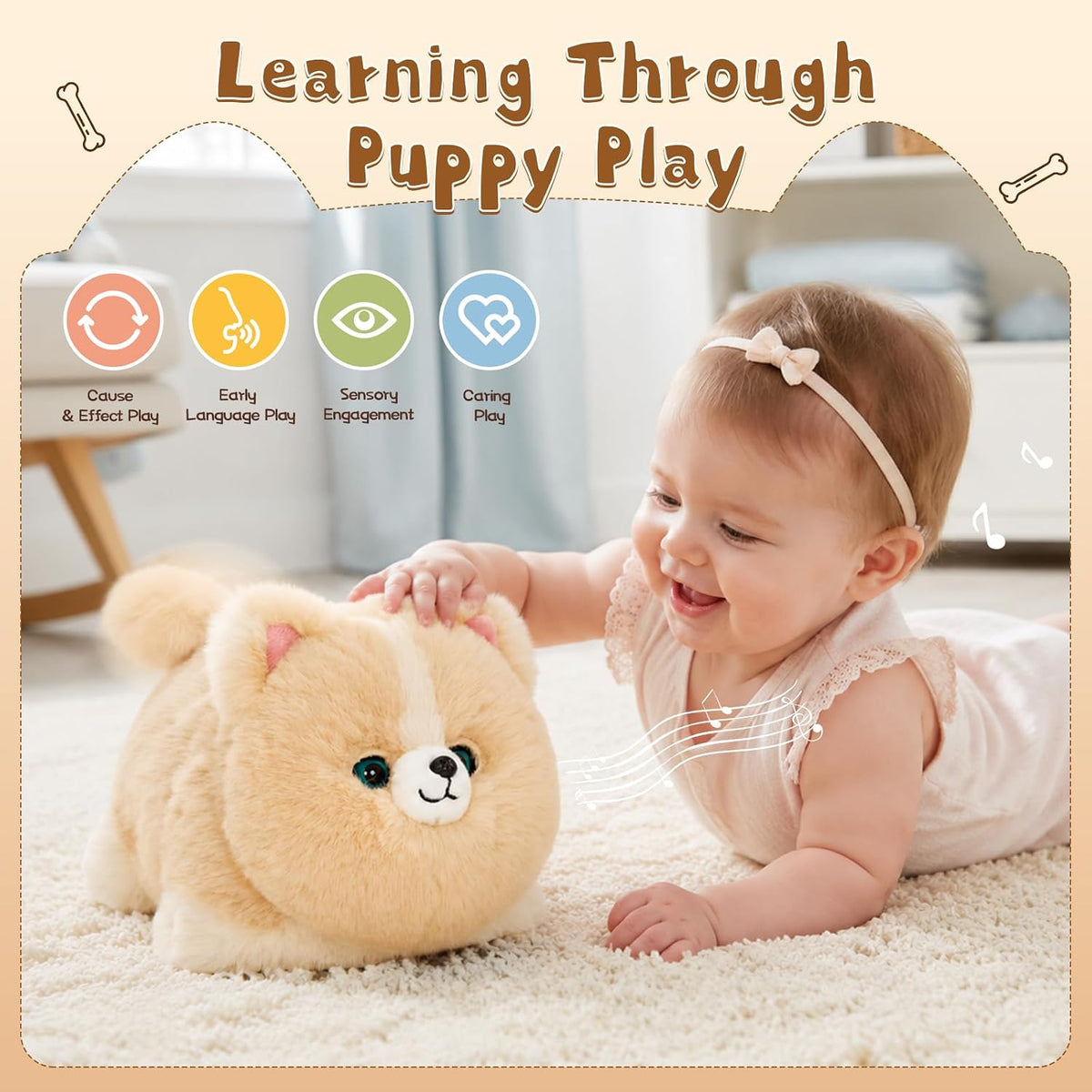 Corgi Plush Toy, 11.8" Electronic Interactive Sensory Toy for Kids