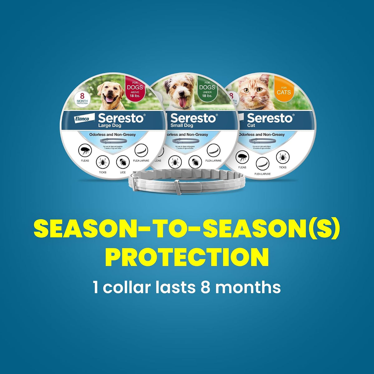 Seresto 8-Month Flea & Tick Collar for Large Dogs Over 18 lbs., 1ct