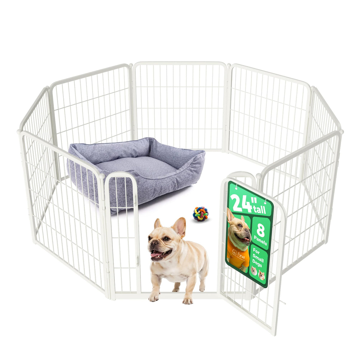 FXW Homeplus Indoor Dog Playpen, 24" H, 6 Panels, for Puppies & Small Dogs