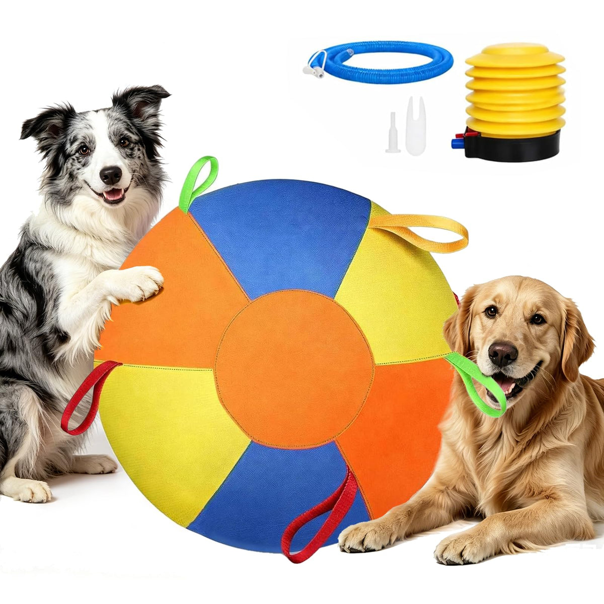 Herding Ball for Dogs, Inflatable Dog Ball for Outside Play, Calming Jumbo Ball for Dogs with Handles, Interactive Herding Toys for Border Collies, Australian Shepherds, Blue Heelers, Horses (22'')
