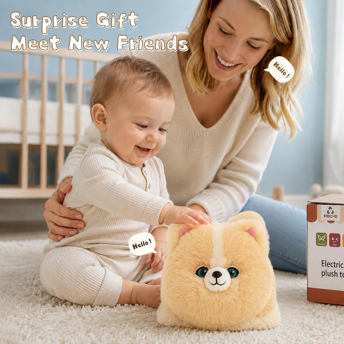 Corgi Plush Toy, 11.8" Electronic Interactive Sensory Toy for Kids