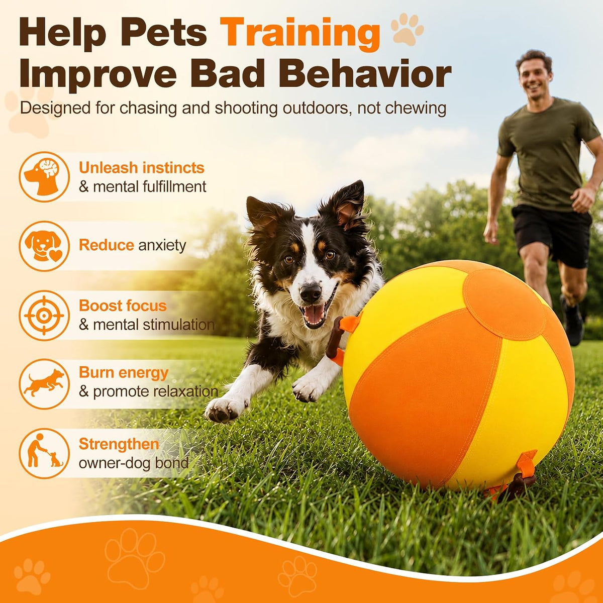 22.5" Herding Ball for Dogs Horses, Bone Shaped Silicone Bite Pad