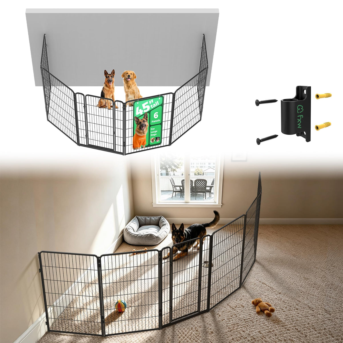 FXW Homeplus Indoor Dog Playpen, 24" H, 6 Panels, for Puppies & Small Dogs