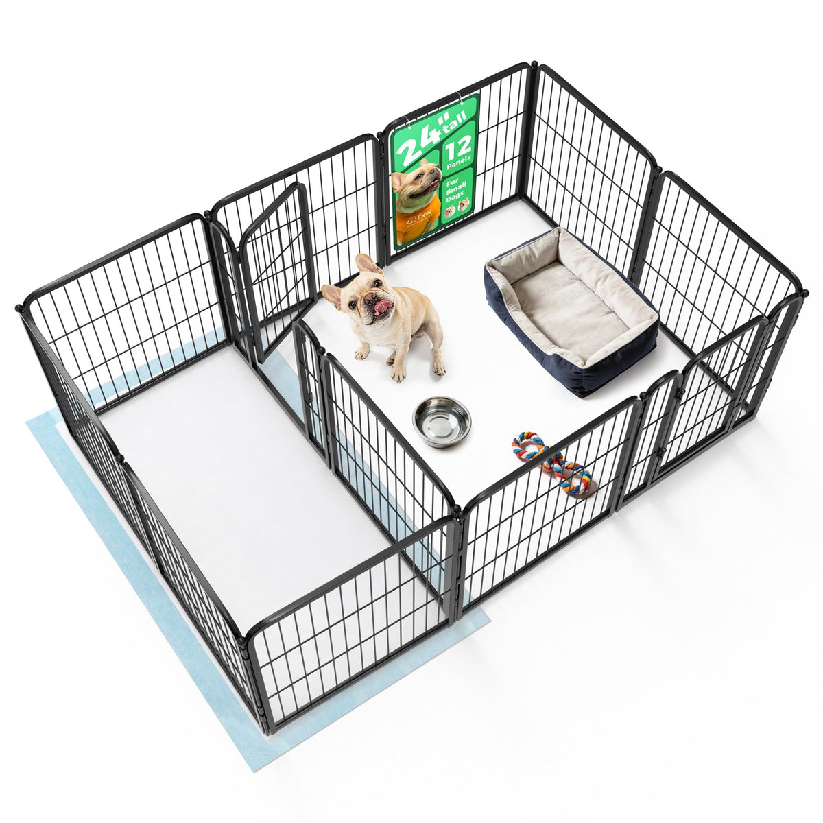 FXW Homeplus Indoor Dog Playpen, 24" H, 6 Panels, for Puppies & Small Dogs