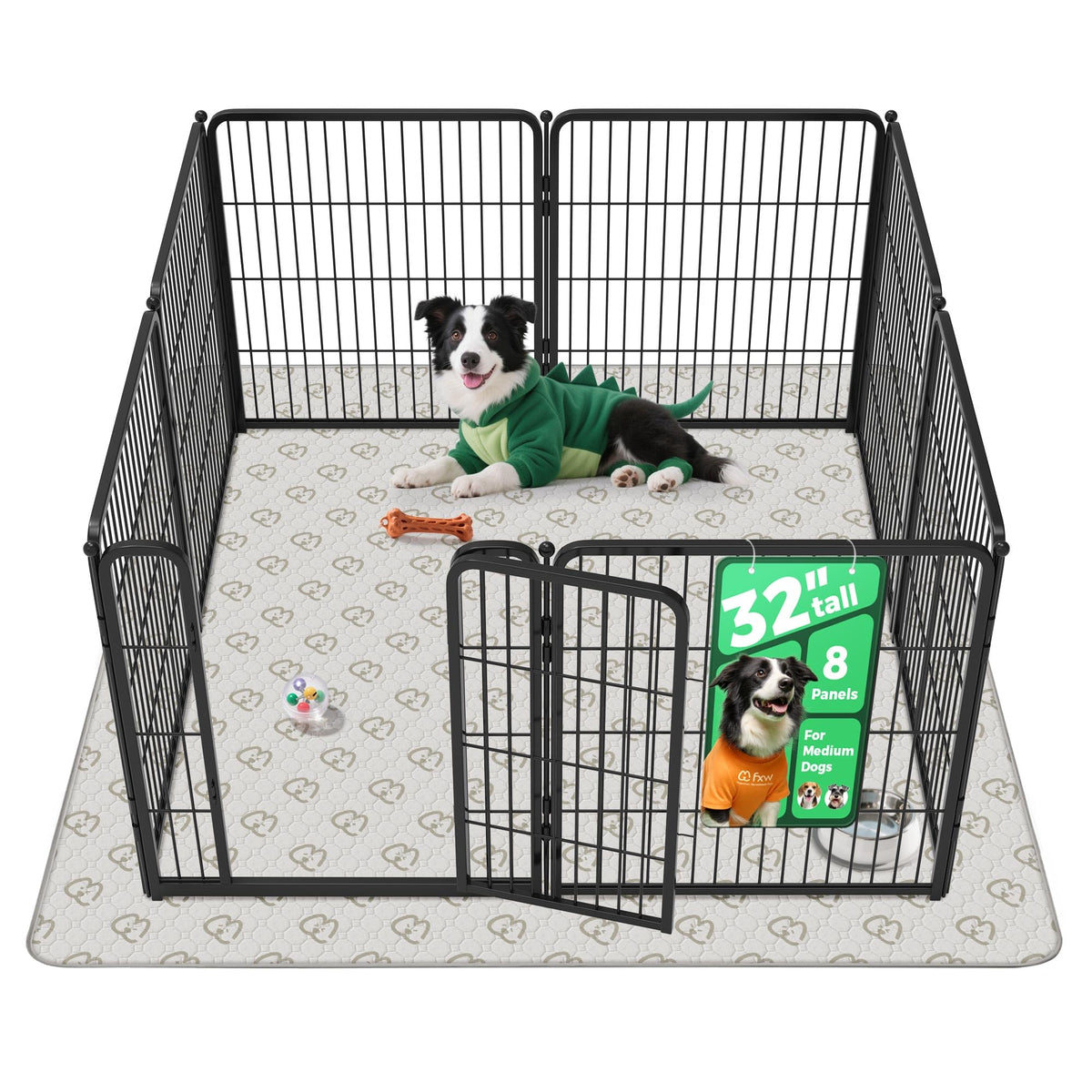 FXW Homeplus Indoor Dog Playpen, 24" H, 6 Panels, for Puppies & Small Dogs
