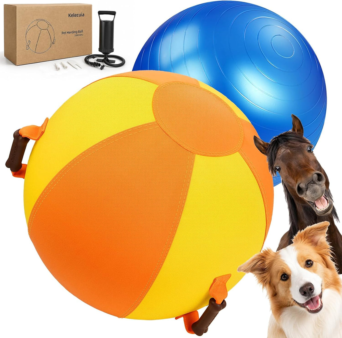 22.5" Herding Ball for Dogs Horses, Bone Shaped Silicone Bite Pad