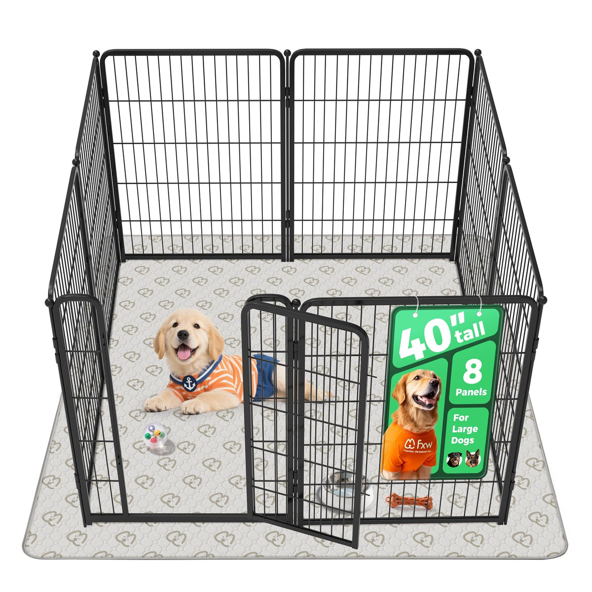 FXW Homeplus Indoor Dog Playpen, 24" H, 6 Panels, for Puppies & Small Dogs