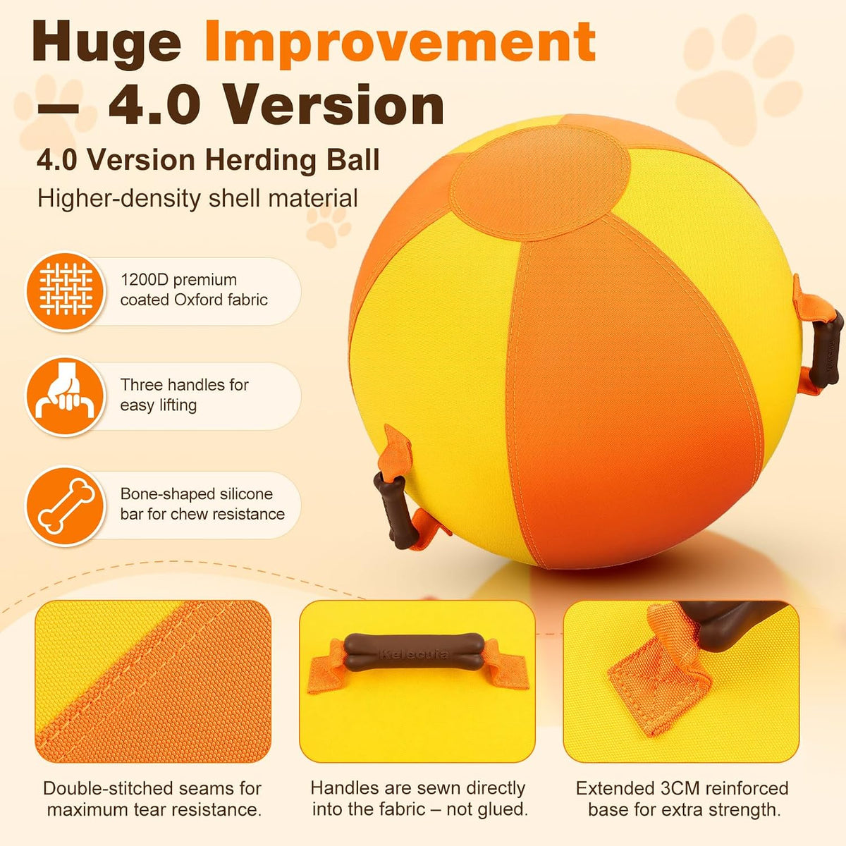22.5" Herding Ball for Dogs Horses, Bone Shaped Silicone Bite Pad