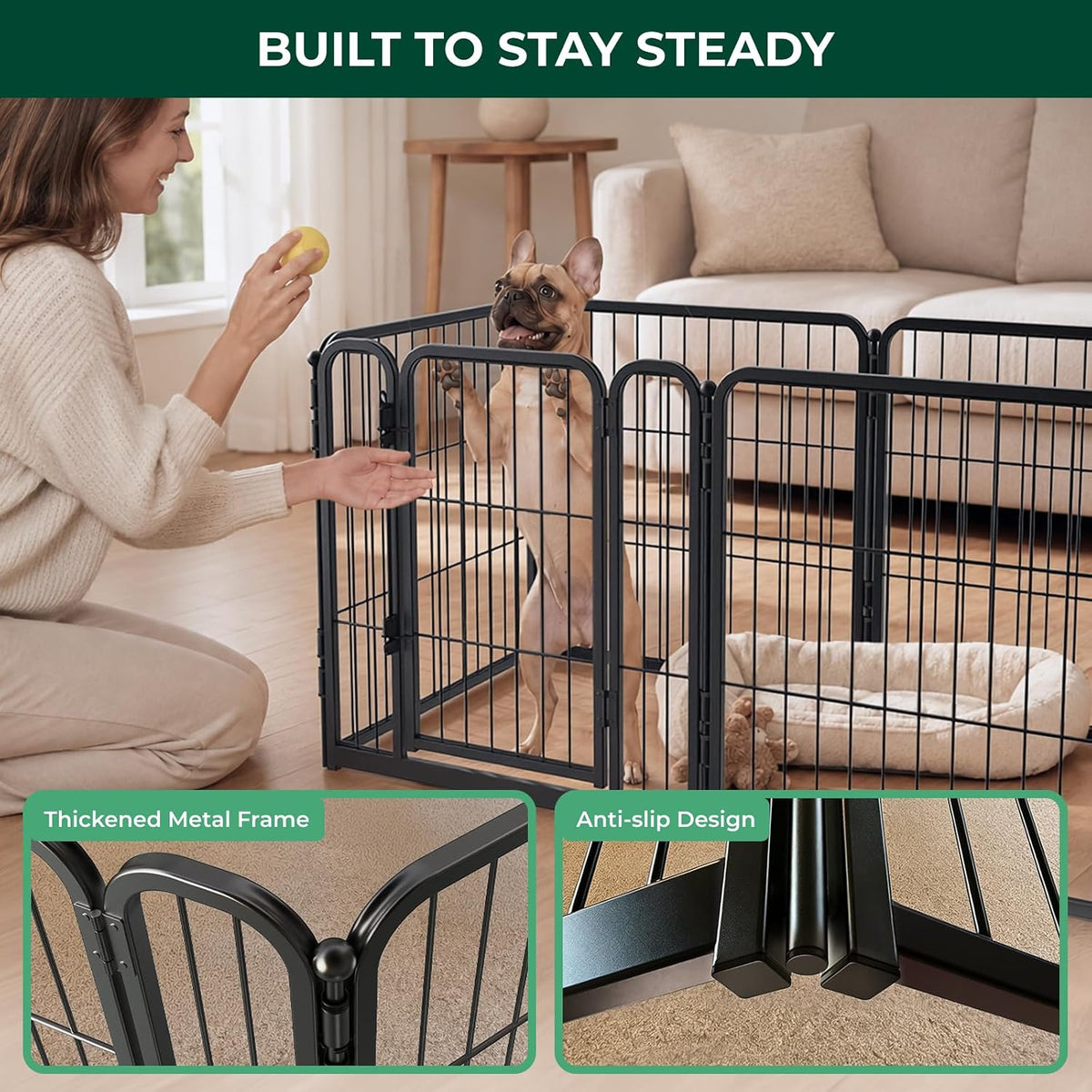 FXW Homeplus Indoor Dog Playpen, 24" H, 6 Panels, for Puppies & Small Dogs