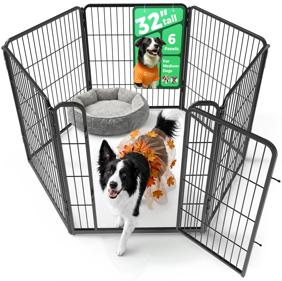 FXW Homeplus Indoor Dog Playpen, 24" H, 6 Panels, for Puppies & Small Dogs