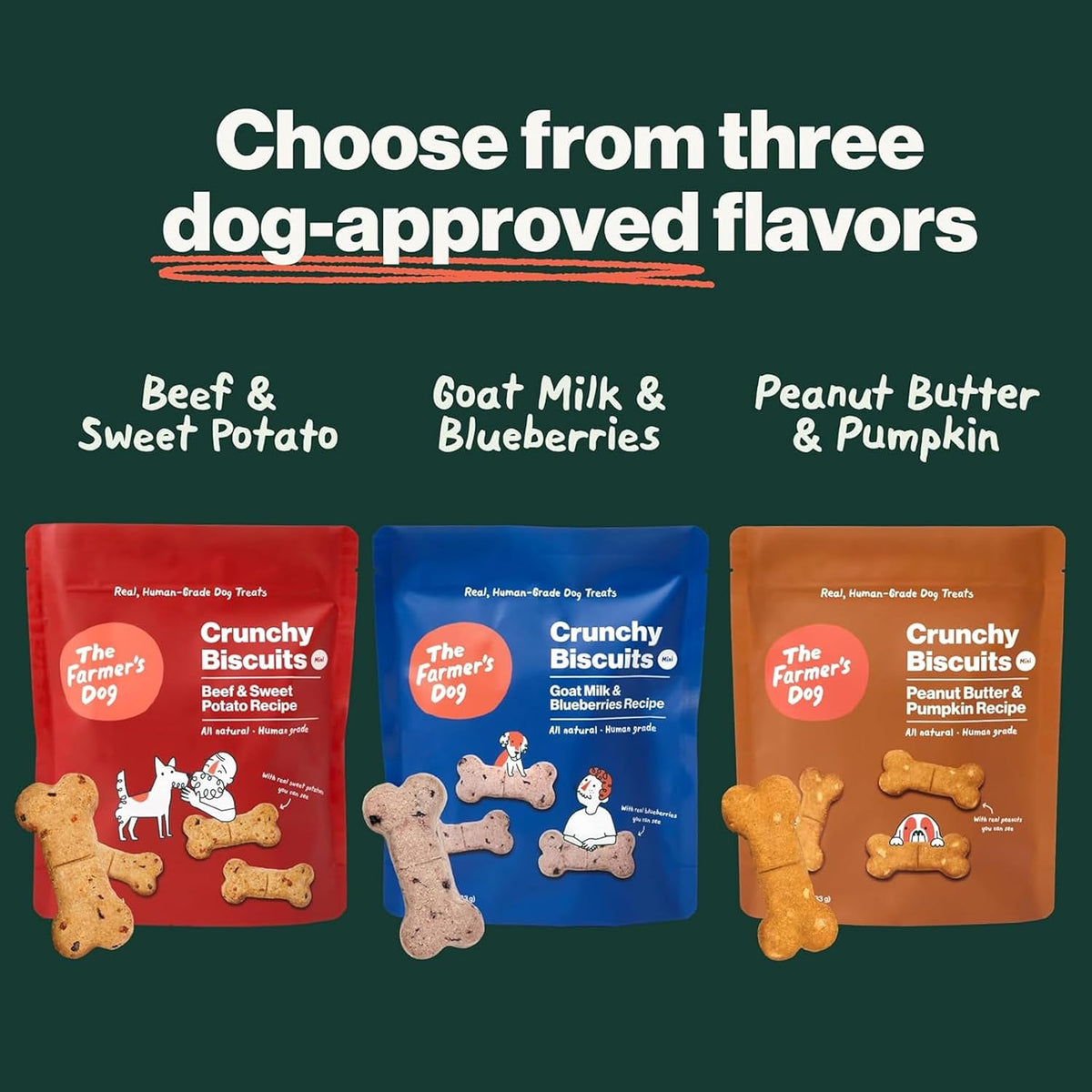 The Farmer's Dog Human-Grade Crunchy Dog Biscuits, Peanut Butter & Pumpkin