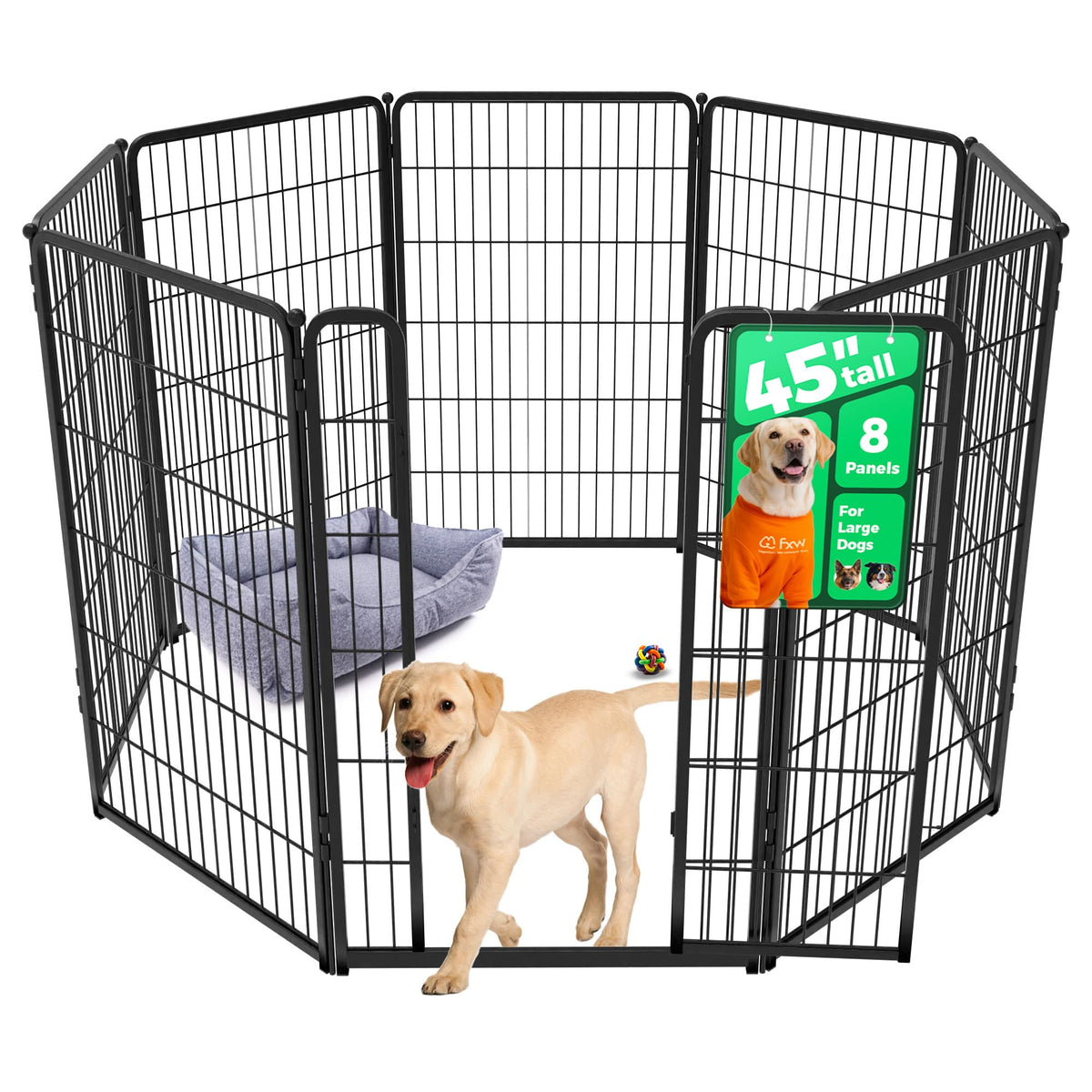 FXW Homeplus Indoor Dog Playpen, 24" H, 6 Panels, for Puppies & Small Dogs