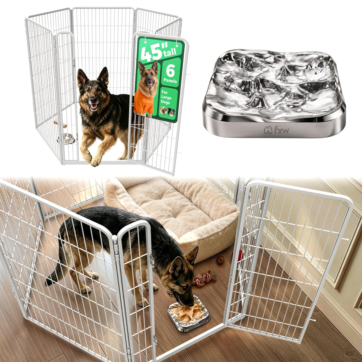 FXW Homeplus Indoor Dog Playpen, 24" H, 6 Panels, for Puppies & Small Dogs