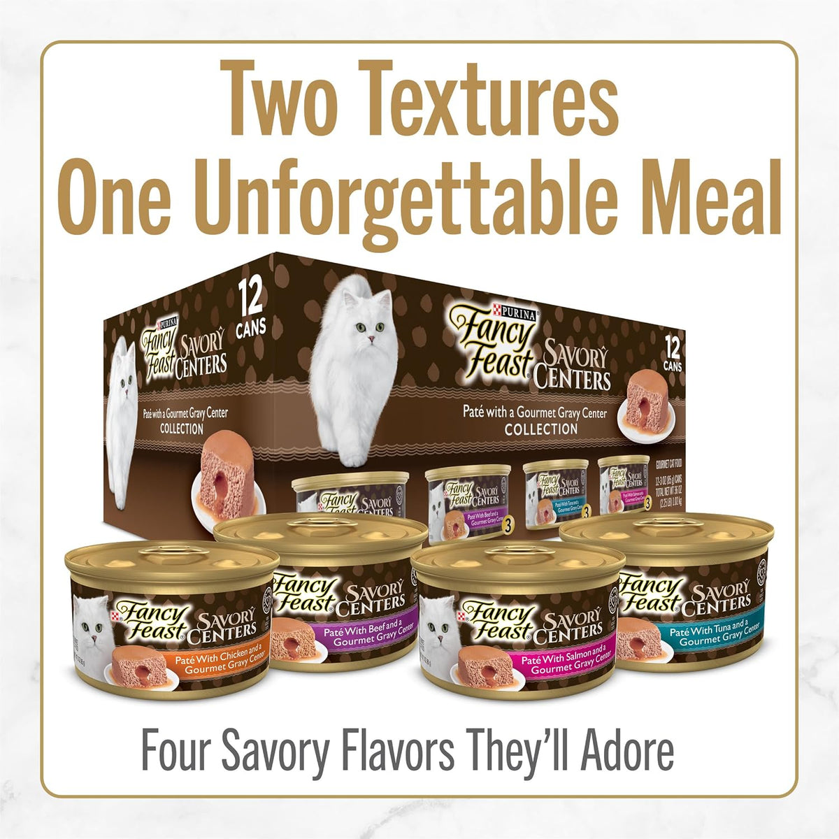 Purina Fancy Feast Savory Centers Gourmet Wet Cat Food Pate With Chicken and Gravy Center, (Pack of 24) 3 oz Cans