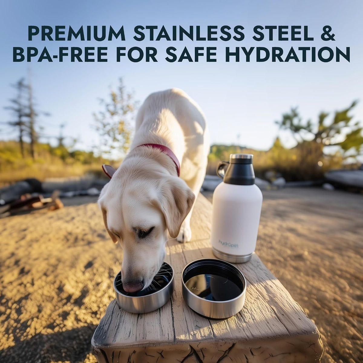 Hydropet Portable Dog Water Bottle 64oz Stainless Steel BPA Free Leak Proof