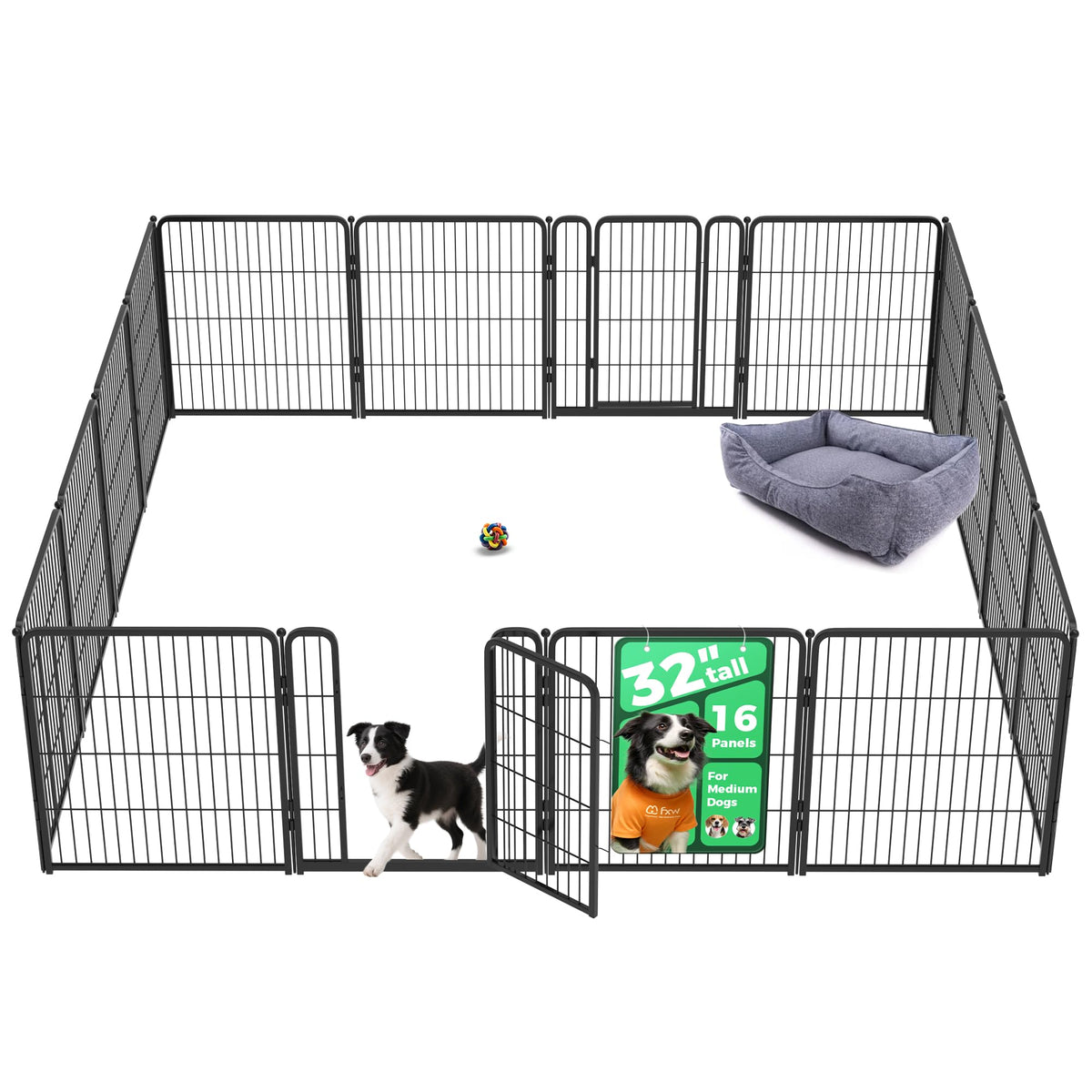 FXW Homeplus Indoor Dog Playpen, 24" H, 6 Panels, for Puppies & Small Dogs