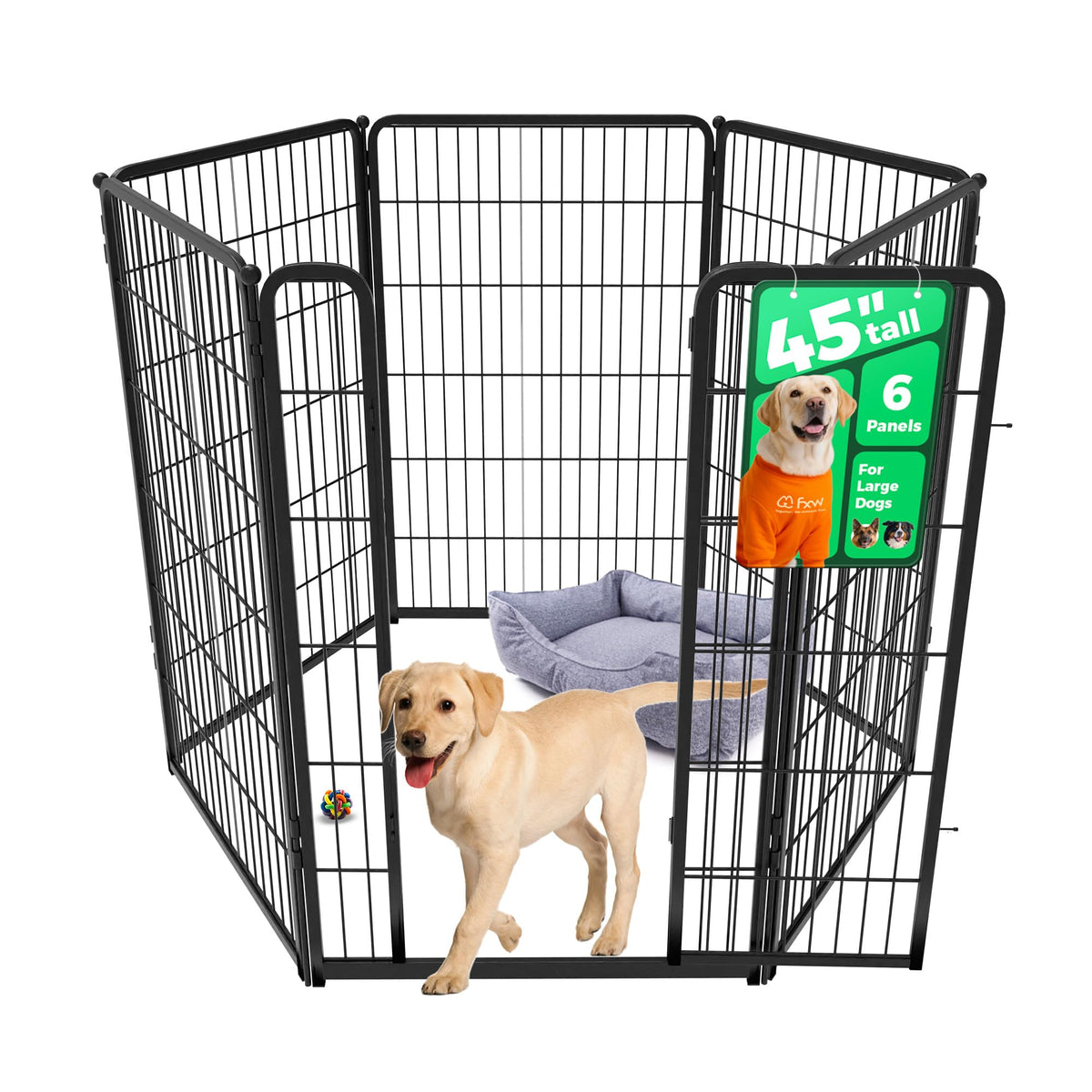 FXW Homeplus Indoor Dog Playpen, 24" H, 6 Panels, for Puppies & Small Dogs