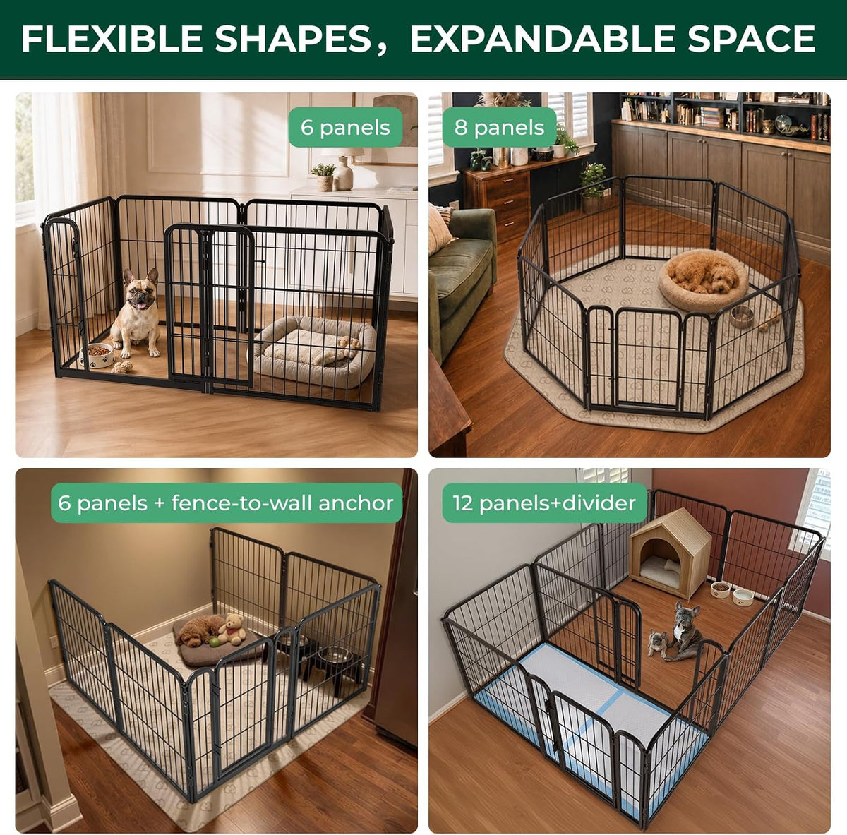 FXW Homeplus Indoor Dog Playpen, 24" H, 6 Panels, for Puppies & Small Dogs
