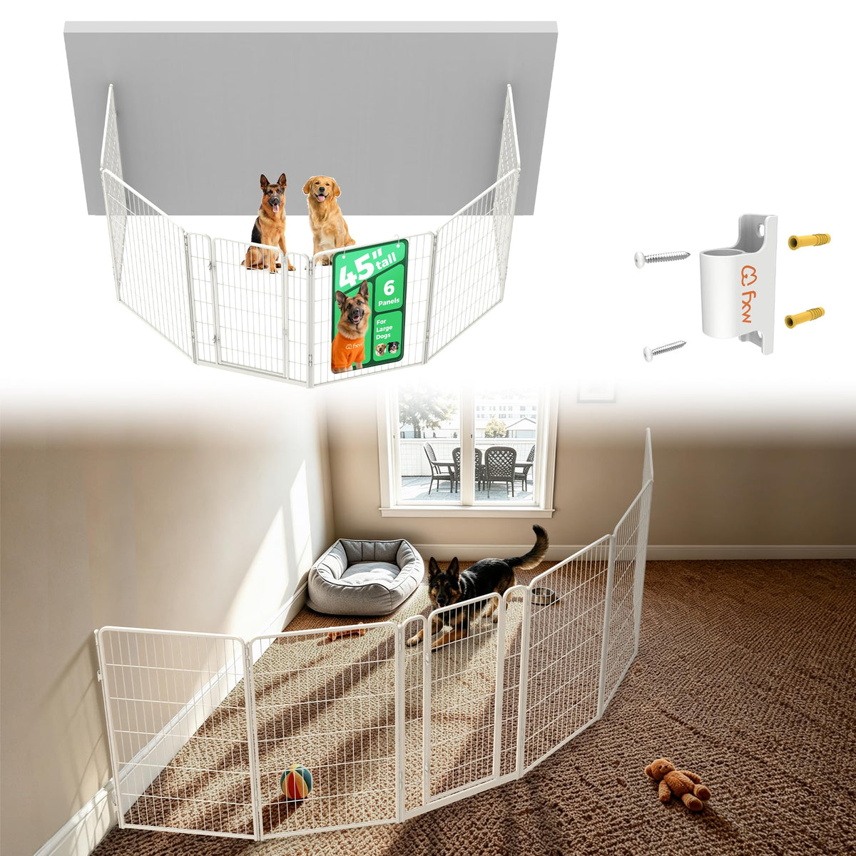 FXW Homeplus Indoor Dog Playpen, 24" H, 6 Panels, for Puppies & Small Dogs