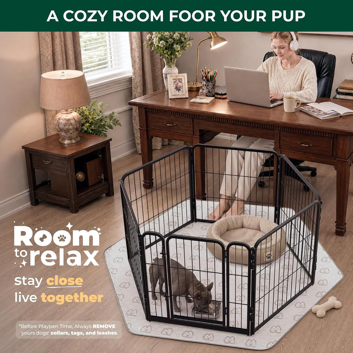 FXW Homeplus Indoor Dog Playpen, 24" H, 6 Panels, for Puppies & Small Dogs
