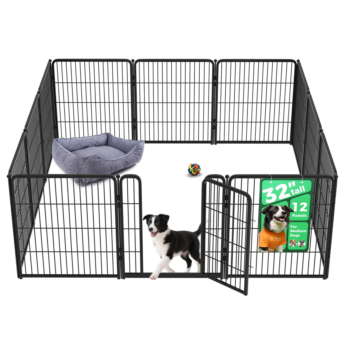 FXW Homeplus Indoor Dog Playpen, 24" H, 6 Panels, for Puppies & Small Dogs