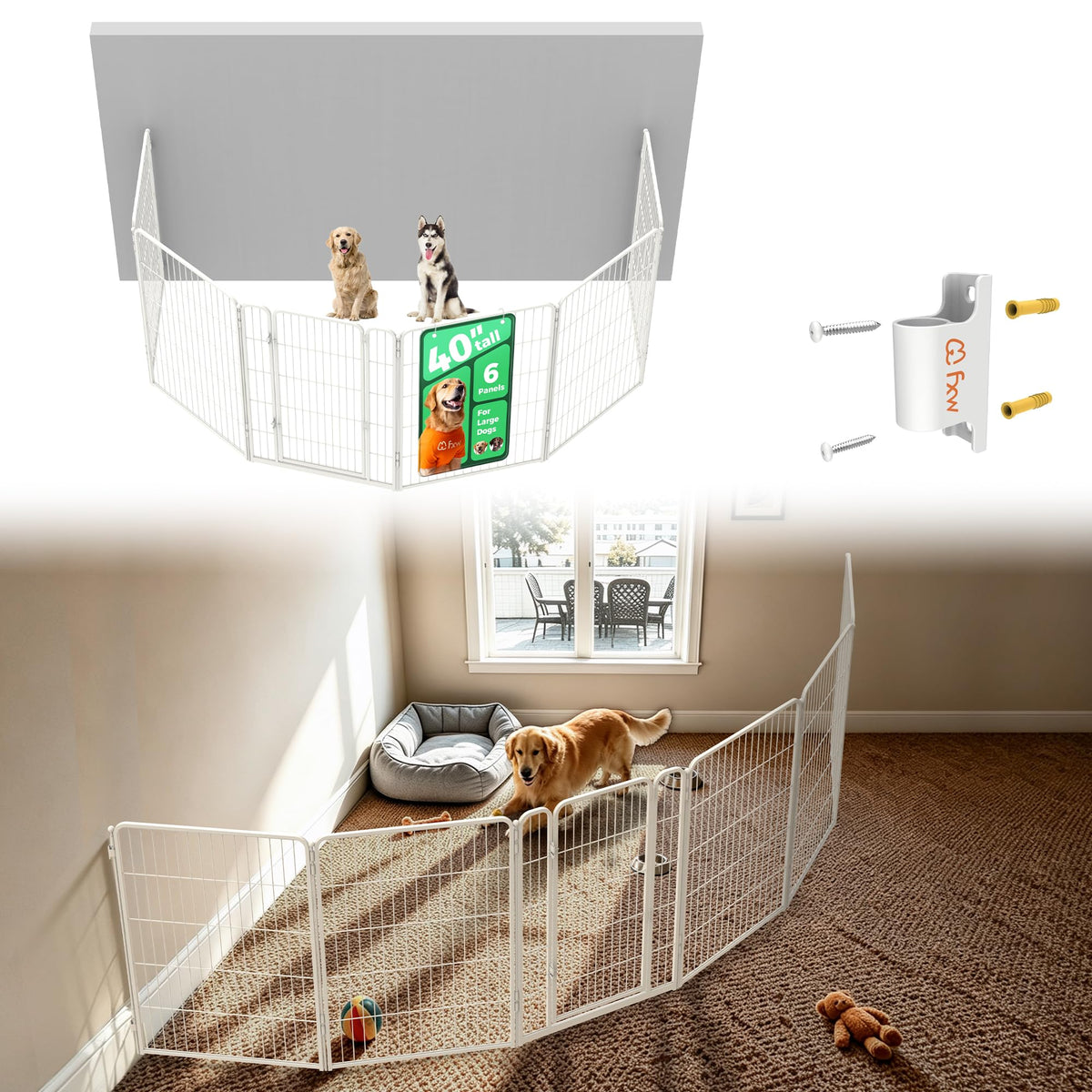 FXW Homeplus Indoor Dog Playpen, 24" H, 6 Panels, for Puppies & Small Dogs