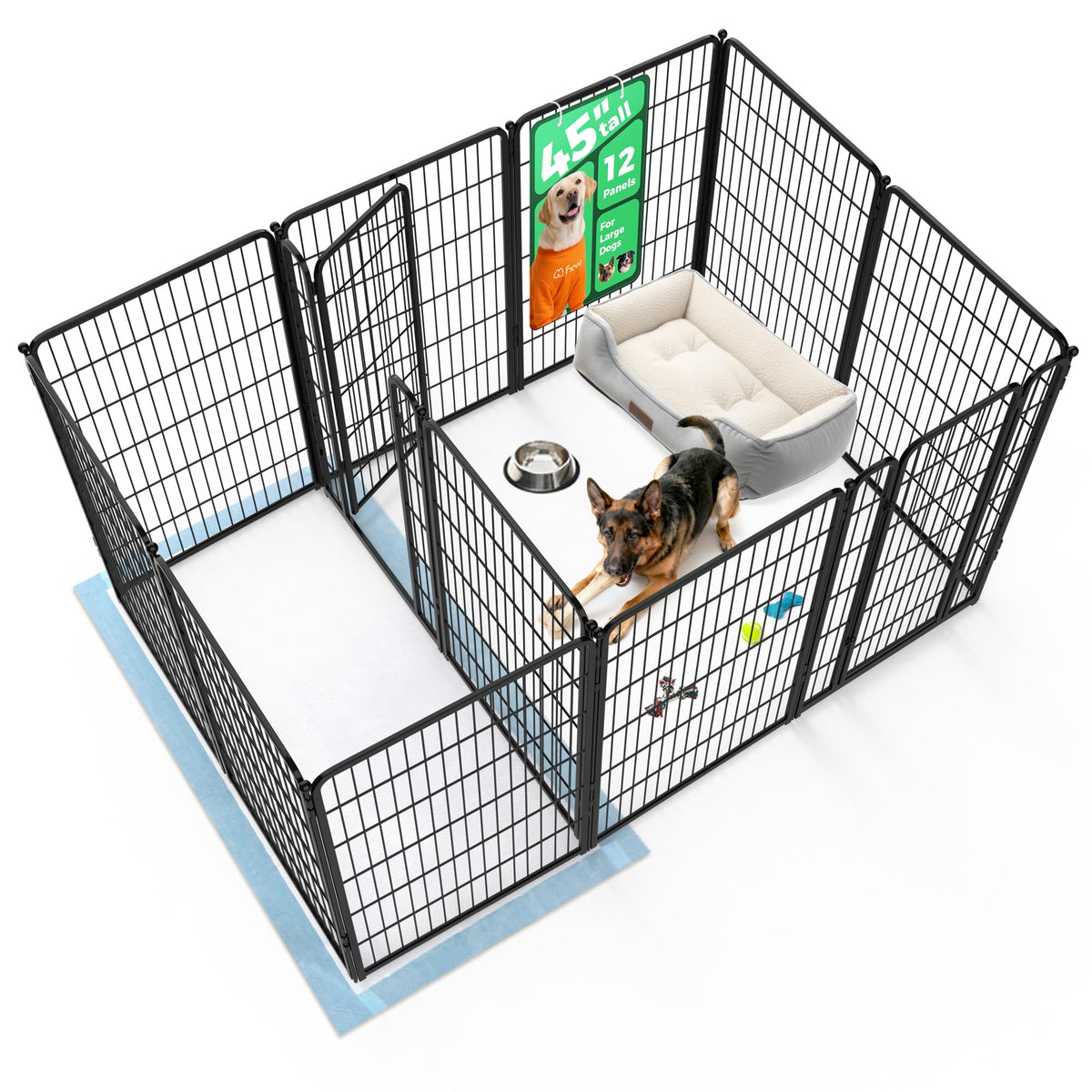 FXW Homeplus Indoor Dog Playpen, 24" H, 6 Panels, for Puppies & Small Dogs