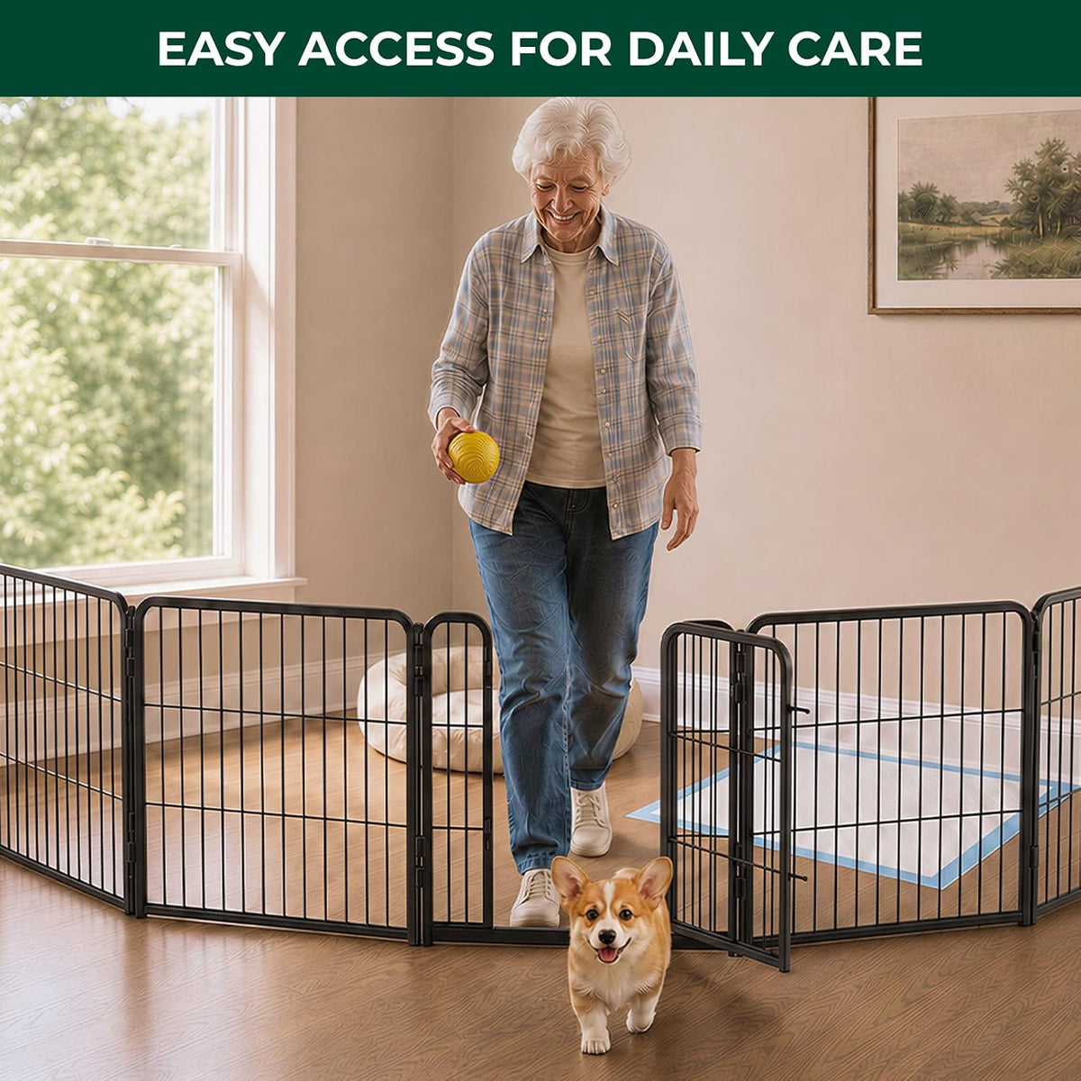FXW Homeplus Indoor Dog Playpen, 24" H, 6 Panels, for Puppies & Small Dogs