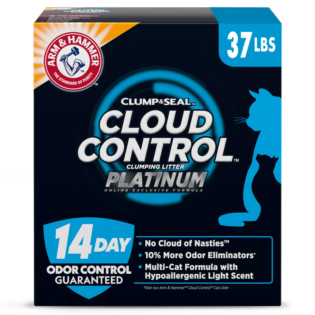 ARM & HAMMER Cloud Control Platinum- Improved Packaging Clumping Cat Litter, 34 lb
