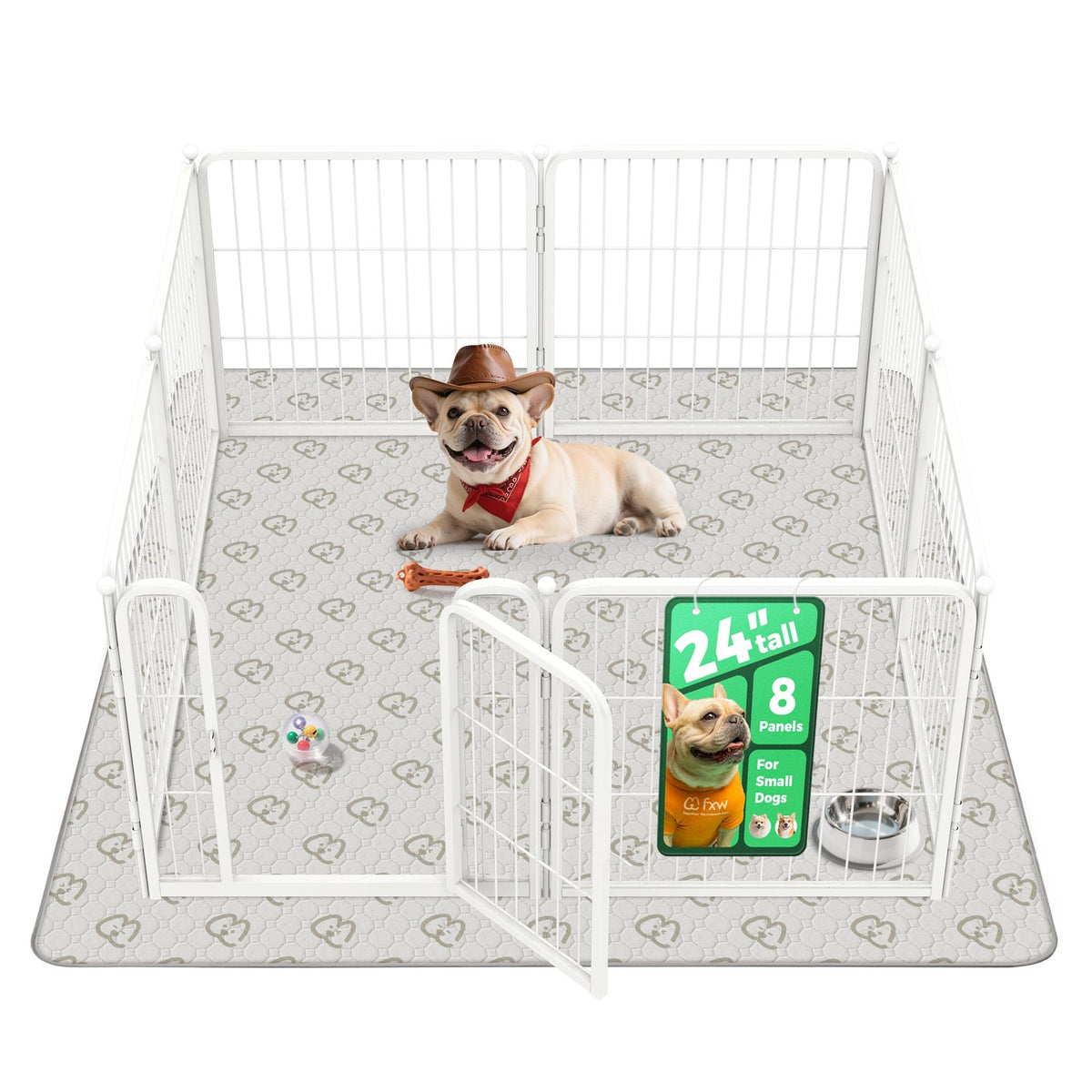 FXW Homeplus Indoor Dog Playpen, 24" H, 6 Panels, for Puppies & Small Dogs