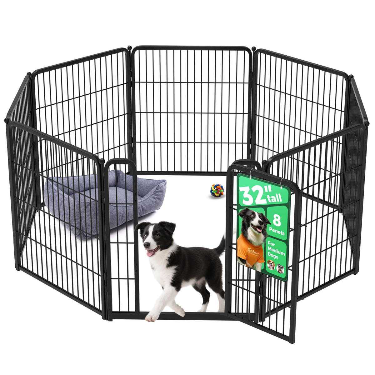 FXW Homeplus Indoor Dog Playpen, 24" H, 6 Panels, for Puppies & Small Dogs
