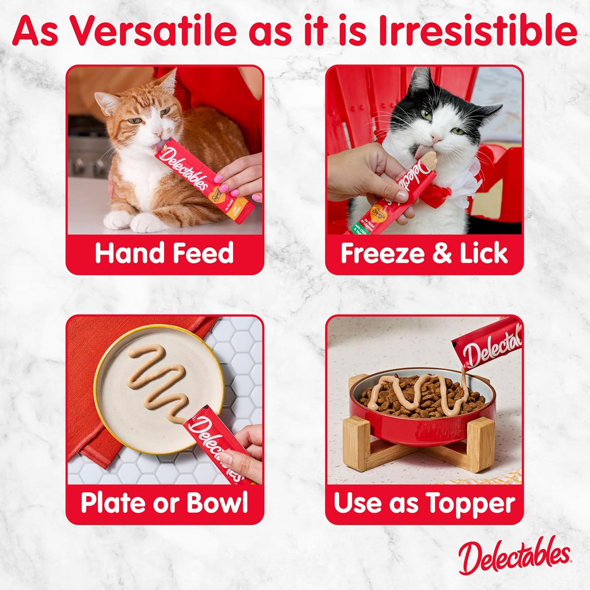 Delectables Squeeze Up Non-Seafood Variety Pack, Creamy Squeezable Puree, Lickable Wet Cat Treats, Grain Free, No Added Fillers, No By-Products, No Added Preservatives, 0.5 Ounces Tube, 72 Tubes Total