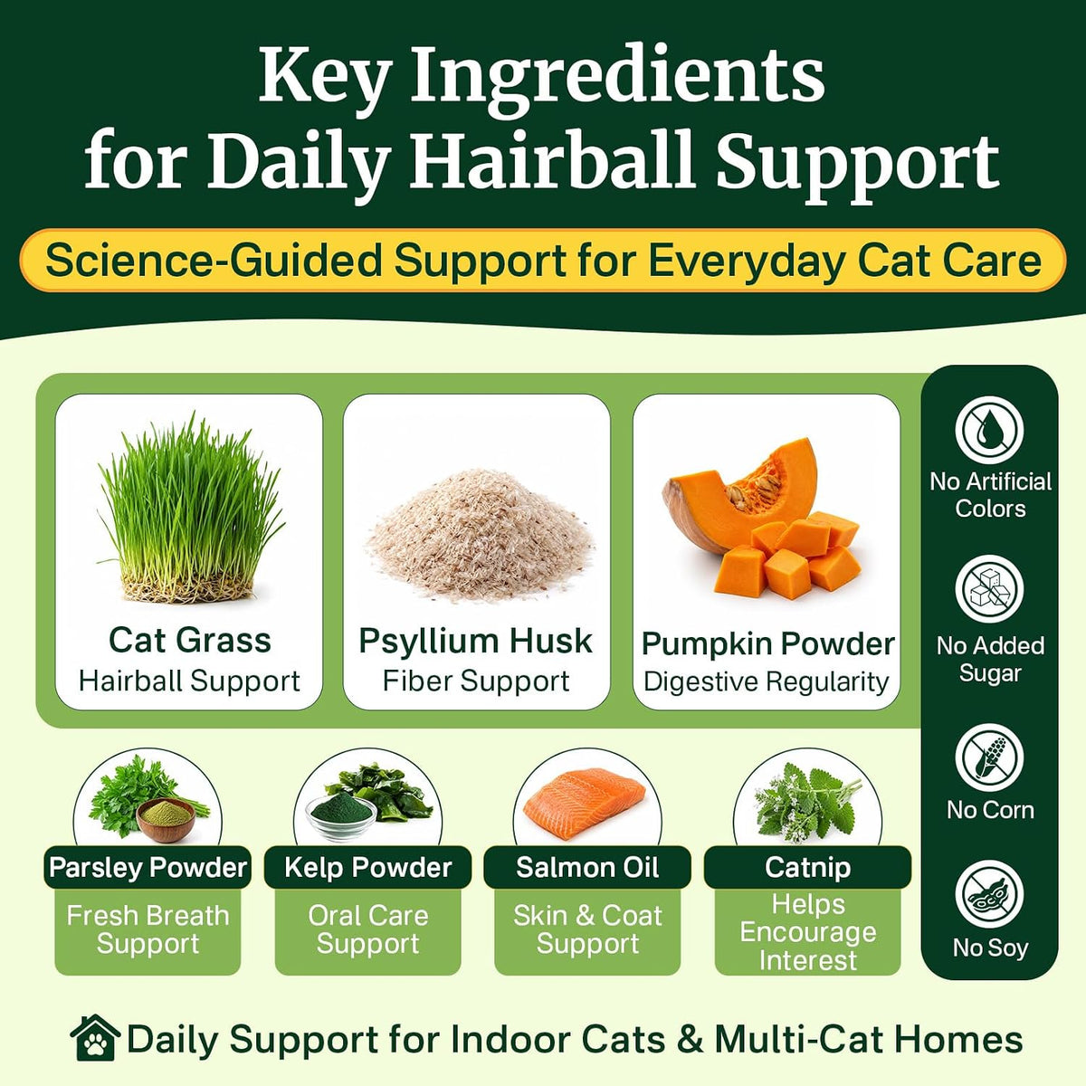 Cat Grass Treats Chews, Cat Treats for Indoor Cats 500 Ct, Hairball Control
