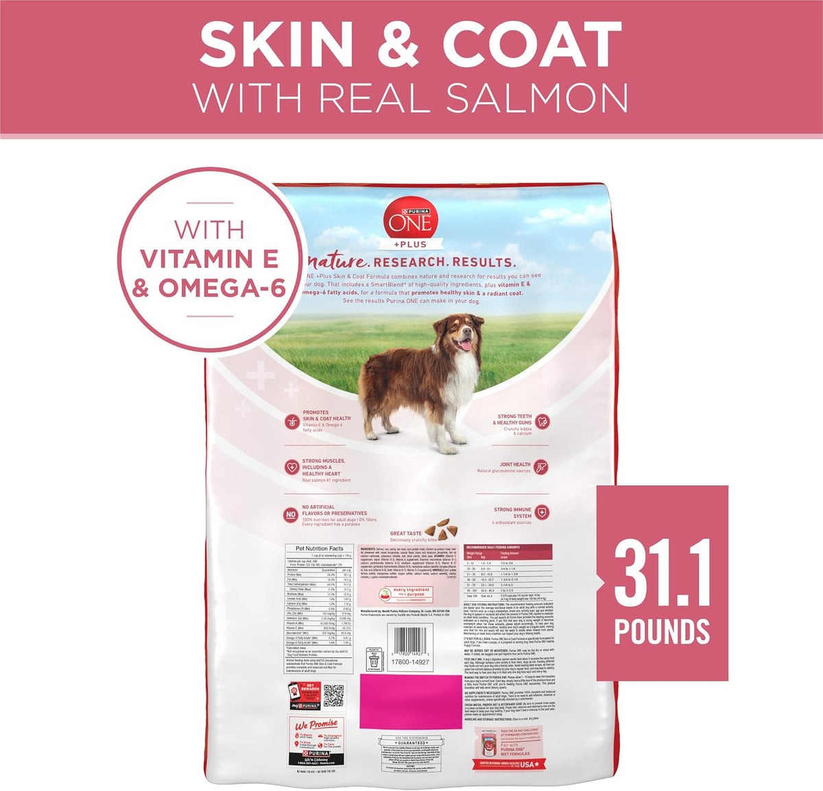 Purina ONE Plus Skin & Coat, Sensitive Stomach Dry Dog Food, 31.1 lb Bag