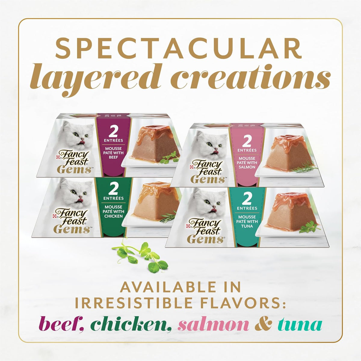Purina Fancy Feast Gems Chicken Wet Cat Food Variety Box, 4 oz, 8-Pack | 16 single servings, mousse pate with savory gravy, made with no artificial preservatives, 100 percent complete and balanced