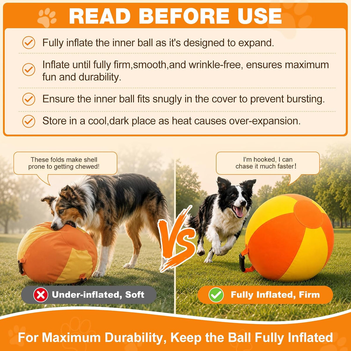 22.5" Herding Ball for Dogs Horses, Bone Shaped Silicone Bite Pad