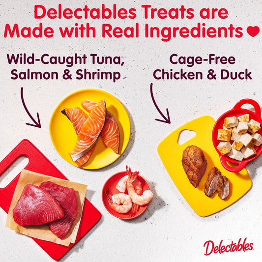 Delectables Squeeze Up Non-Seafood Variety Pack, Creamy Squeezable Puree, Lickable Wet Cat Treats, Grain Free, No Added Fillers, No By-Products, No Added Preservatives, 0.5 Ounces Tube, 72 Tubes Total